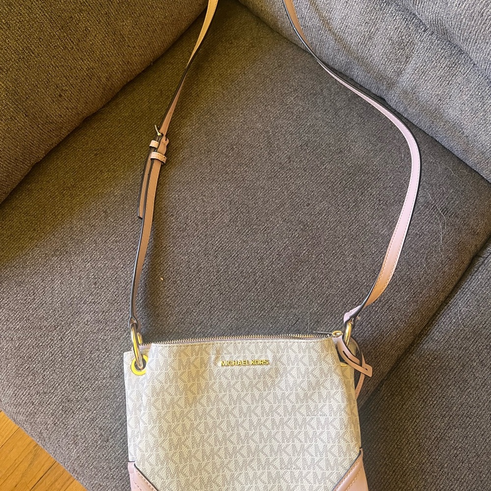 Michael Kors White and Pink Crossbody Bag